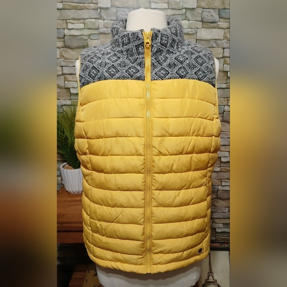 Ruff Hewn Yellow Puffer‎ Vest Large Cozy Outdoors